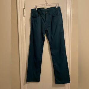 PrAna Breathe Hiking Outdoor Slim Fit Teal Pant Size 32W x 32L